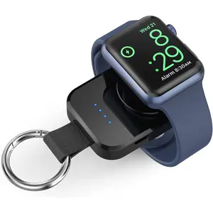 Portable wireless charger for Apple Watch Series 9/8/uitra/7/6/5/4/3/2/se/Nike, compact magnetic iWatch charger 1000mAh extra battery Smart Power Bank keychain style father birthday gift
