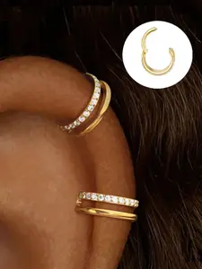 Cartilage Earring Double Hoop Septum Rings Hypoallergenic Nose Rings Hinged Segment Clicker Lip Rings Helix Rook Daith Tragus Earrings Hoop Conch Piercing Jewelry 16G 8mm