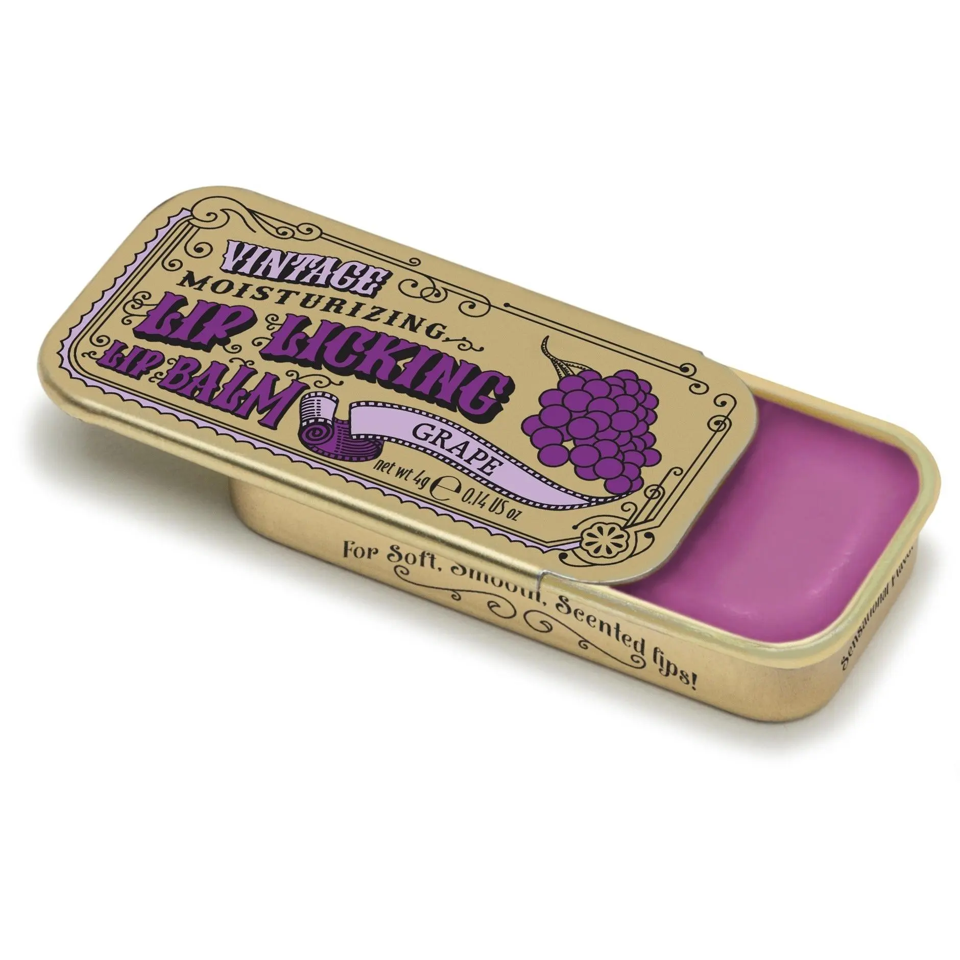 Certified Organic Scented Tinted Grape Aroma Lip Balm - Gluten-Free, Cruelty-Free, Shea Oil-Infused, Smooth, Shine-Enhancing, Moisturizing Daily Lip Cosmetic with Vintage Lid