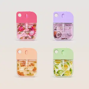Wish Hand Sanitizer Spray Set (4 Bottles: 1.2 fl oz/1.5 fl oz) - Coconut Cream & White Florals, Golden Citrus, Dragonfruit & Jasmine, Salted Caramel & Pistachio