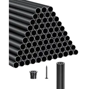 summervibes 101-Pack 3/4 In Waterproof Round Hollow Aluminum Stair Balusters, 36 In Metal Spindle Railing with Rail Caps & Screws for Stairs, Porch, Matte Black, Water-Proof