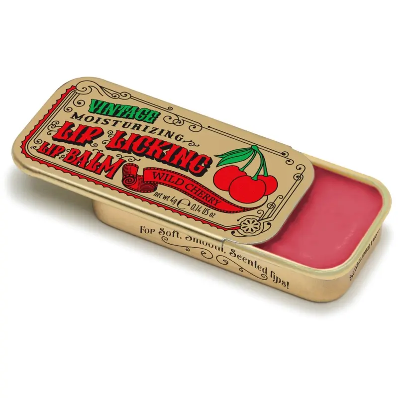 Tinte Cosmetics Tinted Moisturizing Lip Balm - 0.23oz Cosmetic with Organic Natural Shea Butter, Silky Glide, Smooth Hydration, Wild Cherry Scented, Vintage Slider Tin (Ethical, Allergen-Friendly, Paraben-Free)