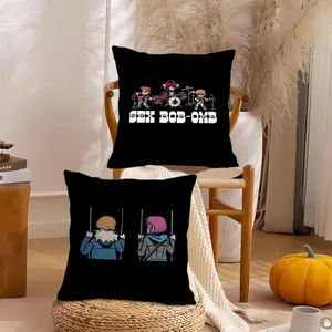 Cartoon S-Scott P-Pilgrim Cushion Cover Soft Short Plush Fabric Double-Sided Print Organic Breathable Sofa Pillow Case, Home Machine Washable in Warm Winter Perfect for Home Decor Home Child Gift