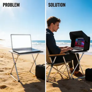 2026 Upgraded 16 Inch Laptop Sun Hood Bag, Thoughtful Gift for Digital Nomads Remote Workers, 2-in-1 Sunshade Laptop Case for WFH Travel, Anti-Glare Privacy Sleeve