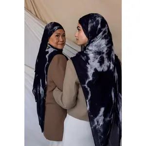 VELA Black Marble Print Modal Hijab