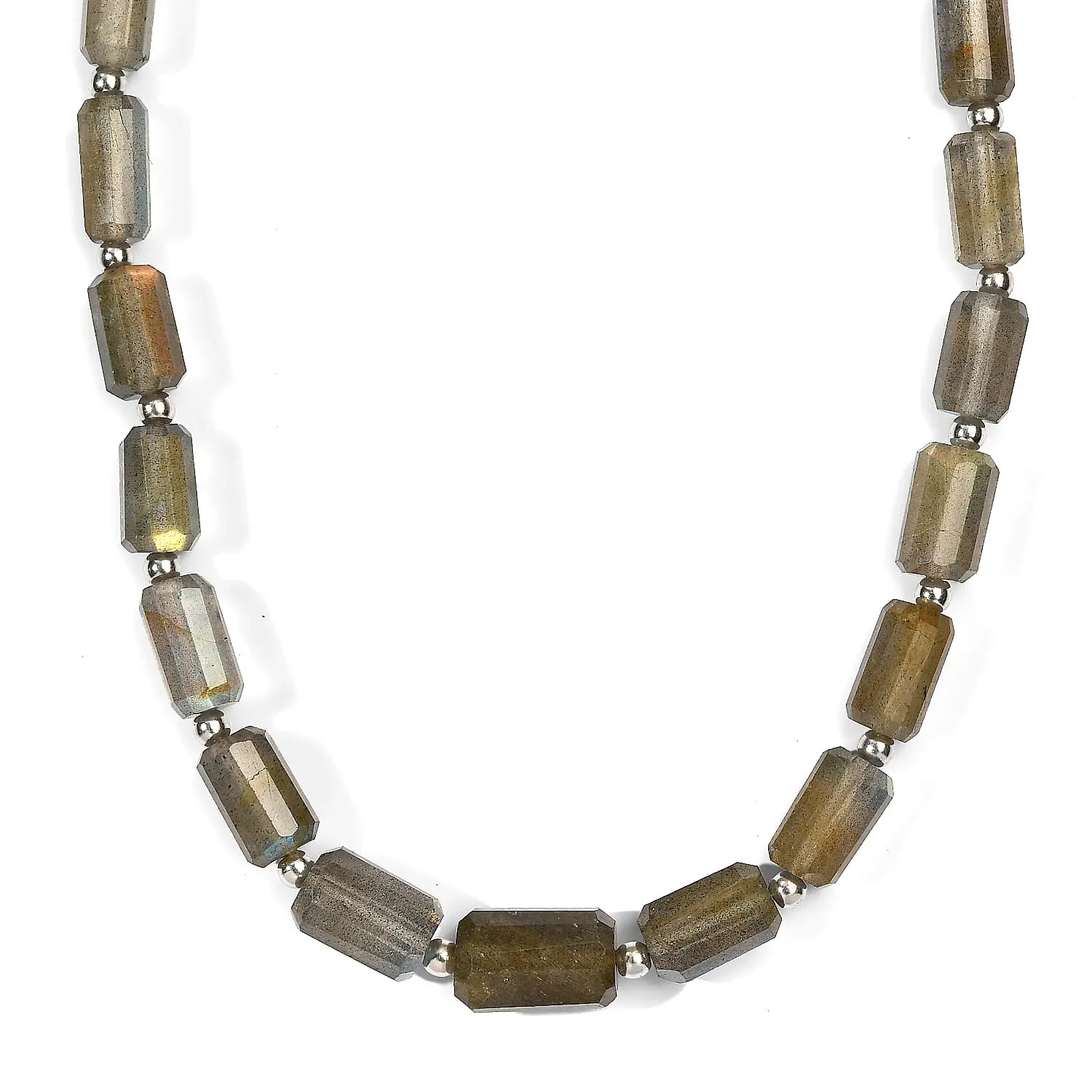 D''Joy Premium Malagasy Labradorite Necklace (18 Inches) in Rhodium Over Sterling Silver 140.00 ctw