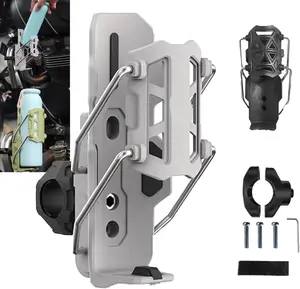 Self-Adjusting Cup Holder, 360° Rotatable Auto-Lock Self Adjusting Cup Holder, Bike Cups Holders Drink Holders, Adjustable Handlebar Crash Bar Mount Cups Cage for Cycling, Motorcycles