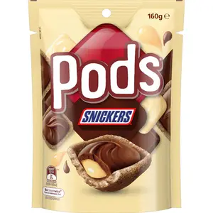 Snickers Pods (Australia) - Drizzled Caramel Chocolate Snacks with Bite-Size Crunchy Wafers, Biscuits, Ideal Late Night Snack Idea for Candy Lovers & All Ages