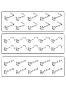 10Pcs Nose Studs for Women & Men, Unisex Fashion Jewelry, Hypoallergenic Surgical Steel Nose Rings, Nose Piercing, AAA+ CZ Cubic Zirconia Nose Stud 20G, Perfect Gift