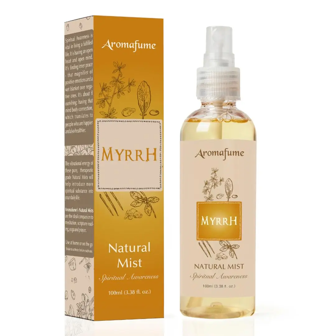 Myrrh Room Spray 100 ml / 3.3oz | Ideal for positive energy, spirituality & rituals | Made with Commiphora Myrrha Resin from Somalia | Non-alcoholic, non-toxic & vegan