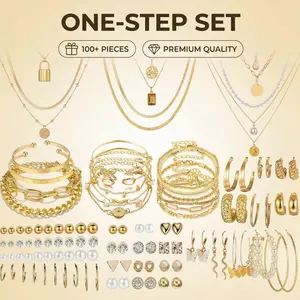 108-Piece Gold Jewelry Set for Women, Fashion Accessories, Gold-Plated Necklaces, Bracelets and Earrings Collection   (Without the box)