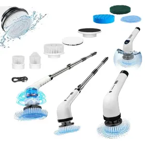 Cordless Electric Spin Scrubber, IPX7 Full-Body Waterproof Car Wash Brush with 4 Replaceable Heads, 3-Adjustable Extension Handle, 2-Speed for Bathroom, Kitchen