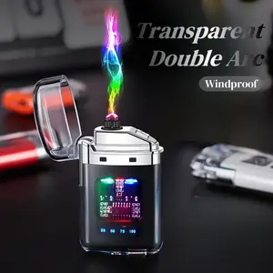 Windproof Electric Pulse Plasma Lighter with Transparent Arc - USB-C Fast Charging, LED Power Display, High Quality & Dustproof, Compatible with Camping, Survival,  Him, or Emergencies, Camping Gear, Sleek Style, Highquality Build,  Emergency Preparedness
