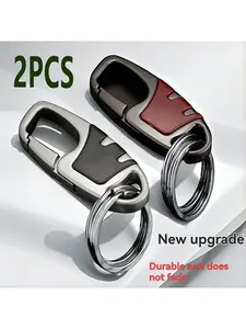2PCS Luxury Keychain Set for Men Women Waist Hanging Car Key Ring Business Key Holder Couple Pendant Double Loop Keychain