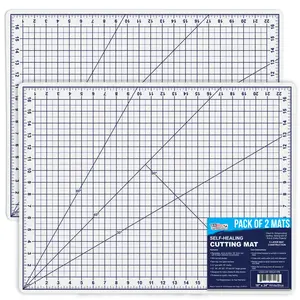 18" x 24" Self-Healing Cutting Mat 5-Ply (2 Pack) - Double-Sided White/Blue Craft Mat, Non-Slip Cutting Mats for Crafts, Sewing, Quilting, Scrapbooking