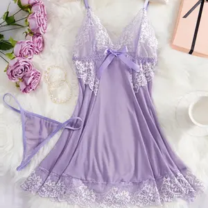Lingerie for Women Lace Sleepwear Sexy Nightgown Lingeries Chemise Floral Sleepwear Dress