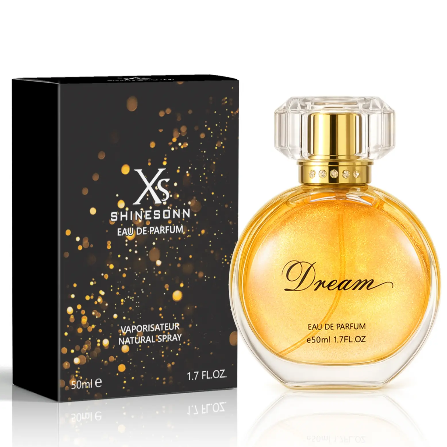 SHINESONN Dream Glow Eau De Parfum for Women, 1.7 fl oz (50mL) – Shimmering Sand Bottle with Floral Amber Aroma, Long-Lasting Elegant Fragrance for Women, Romantic & Luxurious Gift for Her