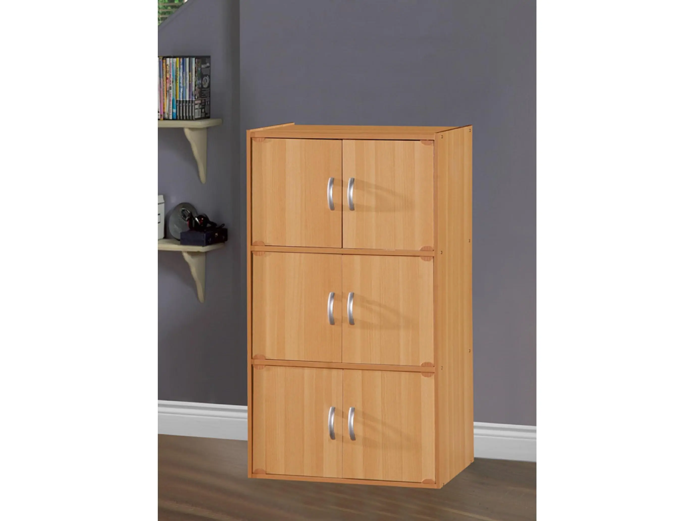 Hodedah Wood 6-Door Storage Cabinet, Multi-Door Design Cabinets for Closet Storage, 15 x 24 x 41 in, 50.6 lbs Indoor Furniture Cupboard