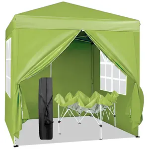 6.5X6.5FT Two Doors & Two Windows Practical Waterproof Right-Angle Folding Tent Greenish-Gray