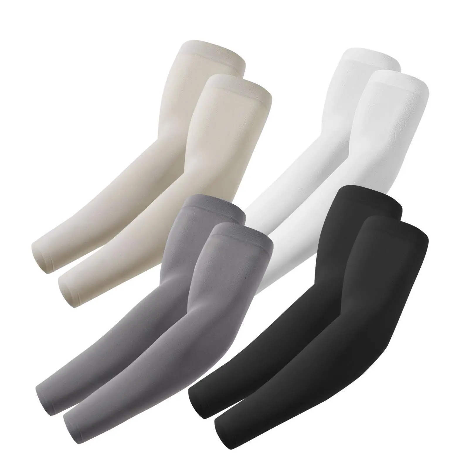 4Pairs Breathable UV Protection Arm Sleeves - Cooling Moisture-Wicking High Elasticity Arm Sleeves for Driving, Golf, Cycling, Fishing, Hiking Basketball Accessory, Arm Cooling Cover, Breathable Compression Sleeves