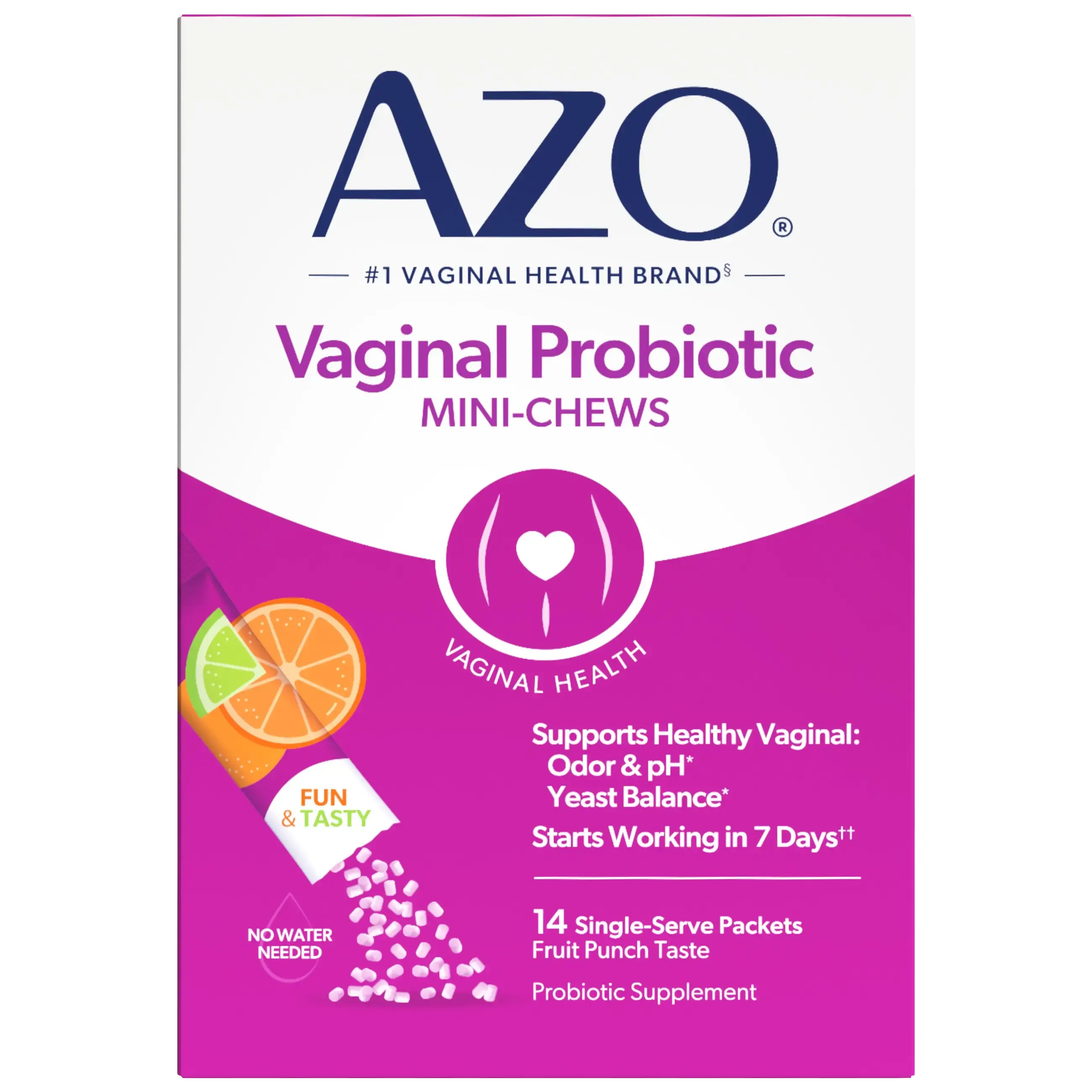 AZO Vaginal Probiotic Mini-Chews - Daily Feminine Wellness Chews - Probiotic Supplement Packets, Great-Tasting Chewable Format