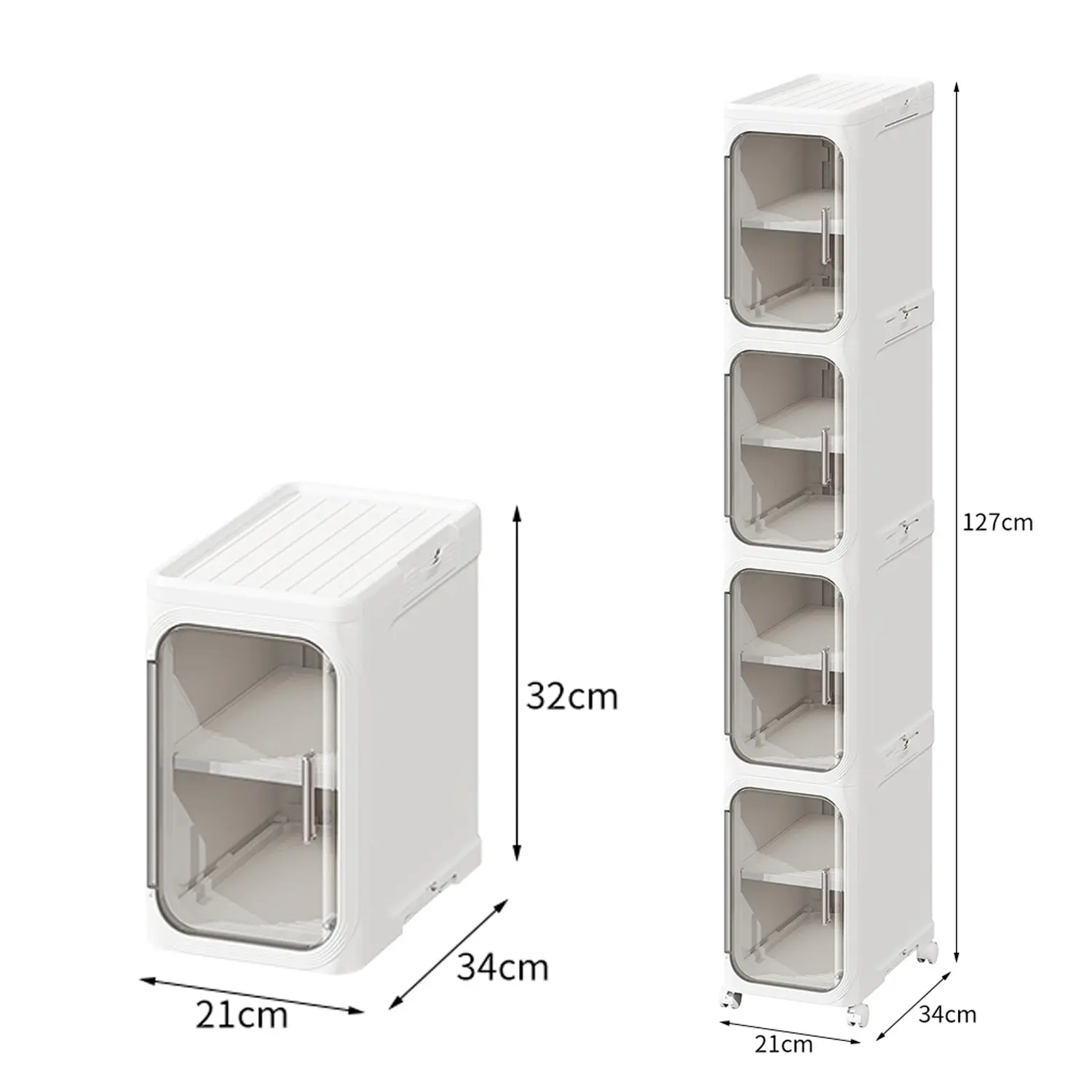5-Tier Stackable Collapsible Space-Saving Plastic Storage Organizers with Wheels & Lids, Lightweight Multifunctional Portable Home Supplies Containers for Home, Office