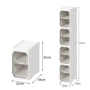 5-Tier Lightweight Multifunctional Plastic Storage Boxes with Wheels & Lids, Foldable Portable Home Supplies Organiser Containers for Home, Office