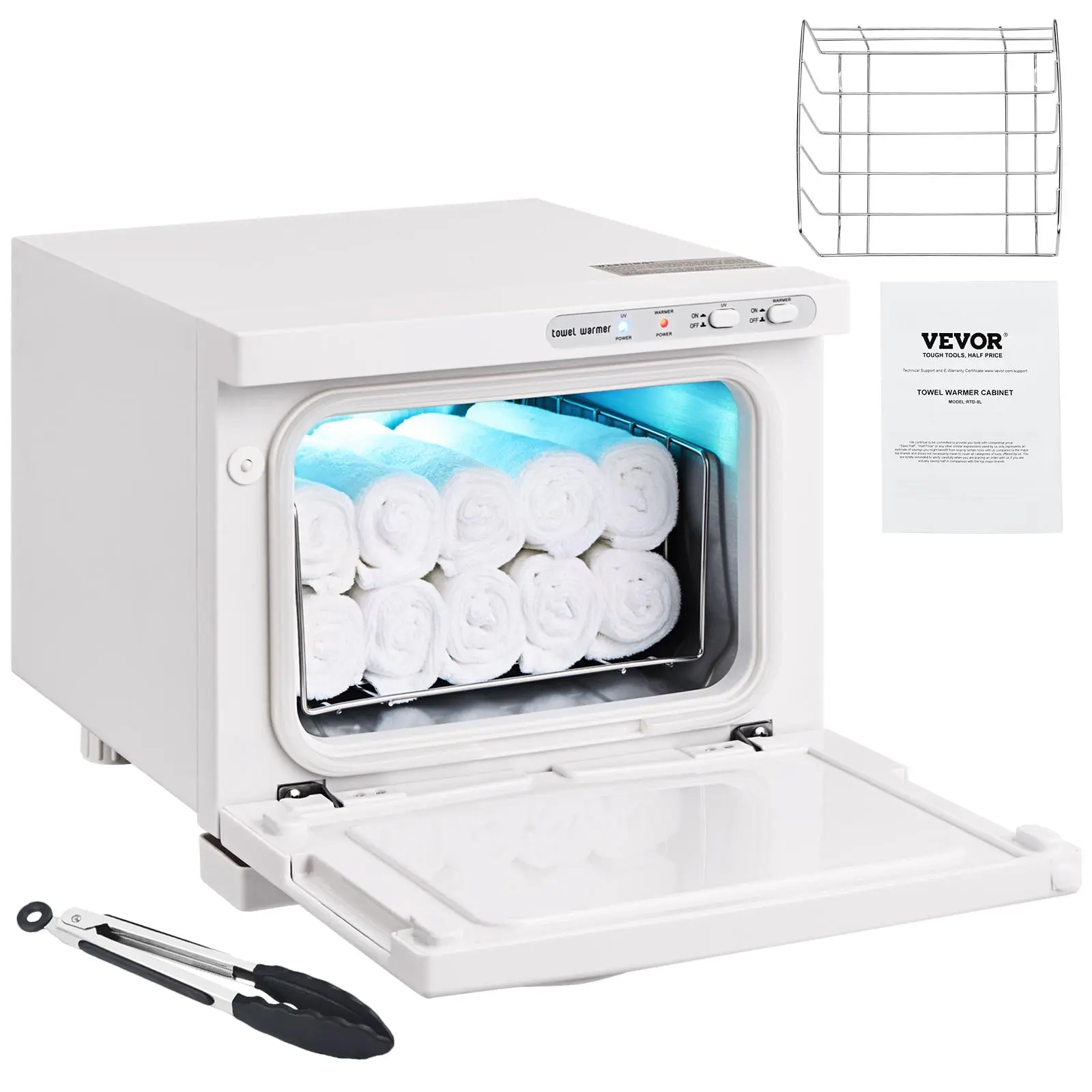 【Summerfinds】VEVOR Hot Towel Warmer, 8L Spa Hot Towel Warmer Cabinet, 2-in-1 Towel Warmer with Stainless Steel Rack, Holds up to 16 Towels, All-round Heating for Facials, SPA, Massage, Salon, Bathroom, Esthetician