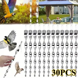 30 Pack Bird Repellent Reflectors Scare Rods,Hanging Silver Plastic Rod,Reflective Bird Deterrent Device,Glossy Finish Garden Decorative Scare Birds Away,Like Woodpeckers,Pigeons and Geese