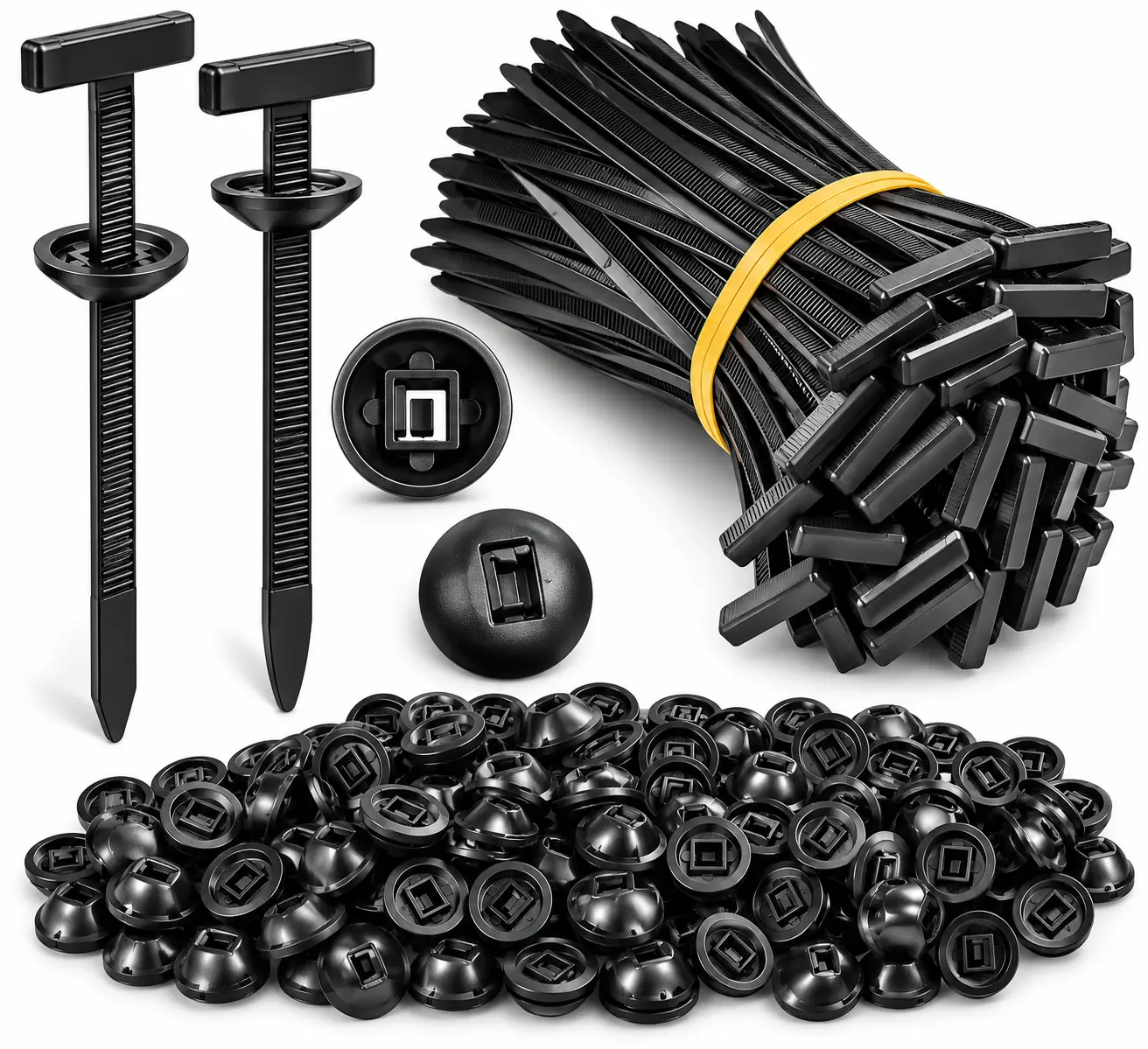 50Pcs Nylon Universal Cable Tie Buckle, HeavyDuty Self-Locking Nylon Zip Ties Holder,Multipurpose Plastic Cable Ties Too for CarDaily Repair，Household Essentials