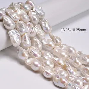 Grade AA Natural White Fresh Water Pearl Baroque Beads 13-15x18-25mm 16" Strand