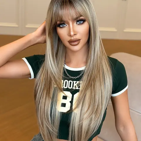 32 Inch Extra Long Layered Wig with Bangs, Super Long Straight Wig for Women, Heat Resistant, Synthetic Full Machine Wig, Synthetic Hair Wig for Graduation, Daily Wear, Party Wigs, Perfect for Holidays and Music Festivals