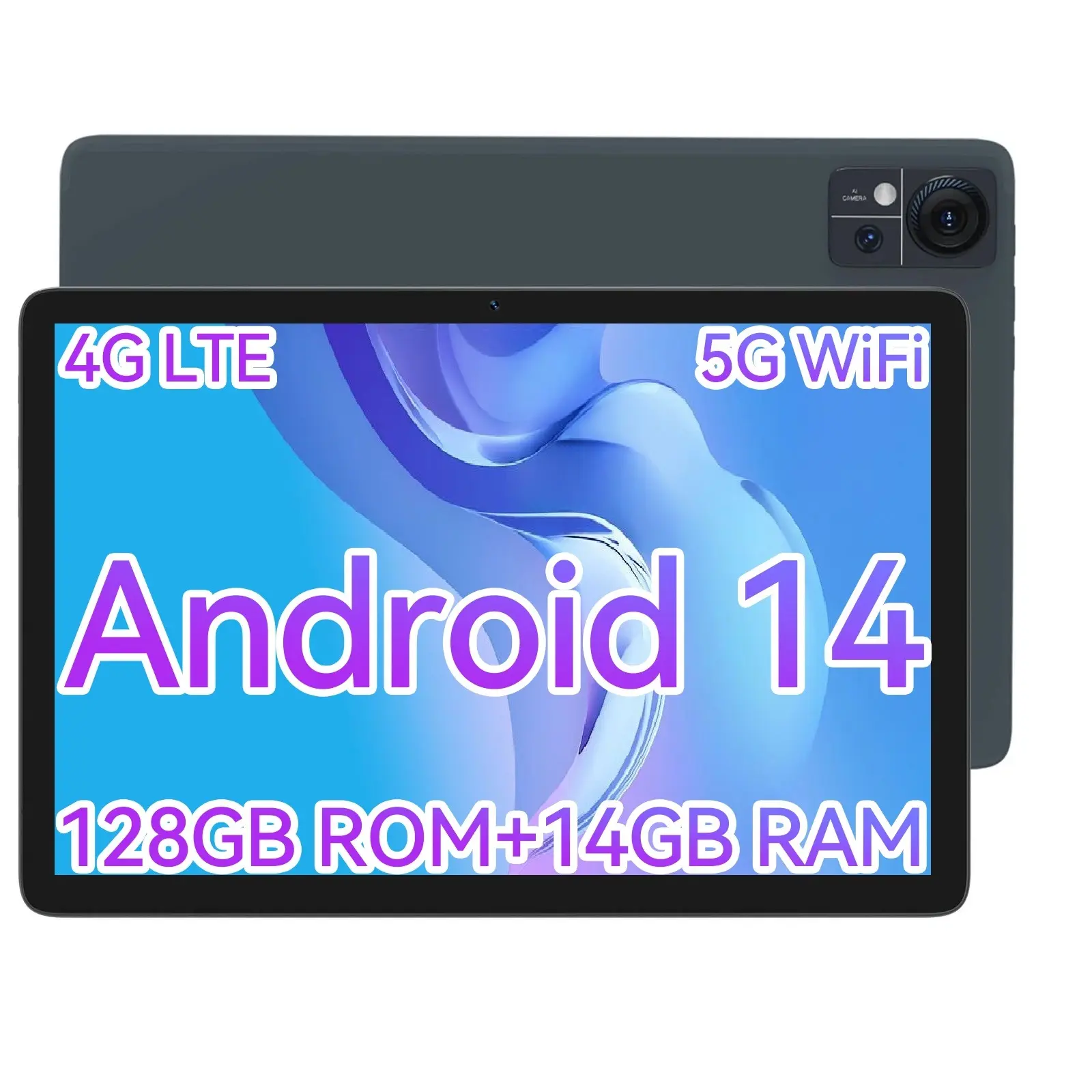 2026 Android 14 Tablet, 10.1 inch 4G Cellular Tablets with Dual Sim Slot, 14GB RAM(8+6 Virtual)+128GB ROM 1TB Expand, Octa-Core, 5G WIFI,Dual Camera,Support Face Unlock,7000mAh, tablet on sale, Christmas gift, Black Friday Deal Smartphone Cellphone