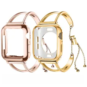 Fashion Watch Band & Case Set, TPU Soft Protective Case with Jewelry Bracelet, Wearable Accessories Compatible with Apple Watch 38mm 40mm 41mm 42mm 44mm 45mm, Smart Watch Accessories