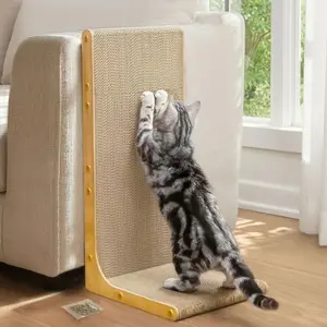 L-Shaped Cat Scratcher for Indoor Cats – Large Corrugated Cardboard Scratch Pad & Cat Lounge, Furniture Protector & Space Saving Cat Scratching Board (23 Inch)