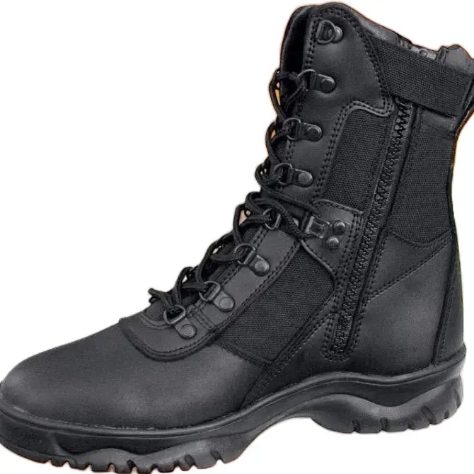 ROTHCO Men's 8-in Forced Entry Tactical Boots, Full-Grain Leather All-Seasons Footwear with Round Toe, Side Zipper, Laces & Rubber Construction, Military-Style Comfortable Work & Walking Shoes, Closed