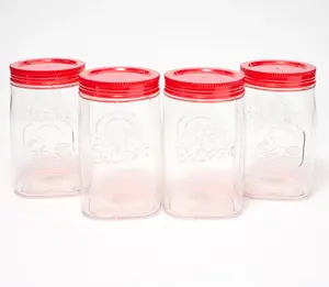 Clear Twist Lid Kitchen Storage Jar Set, 4-Pack Leak-Resistant Food Containers for Pantry Organization