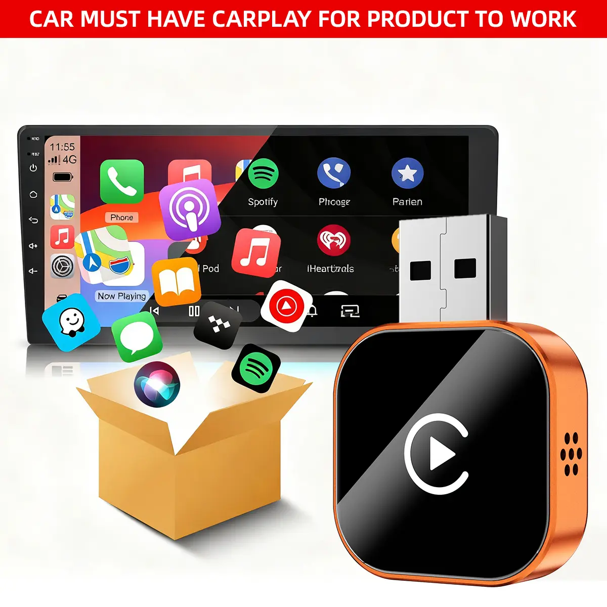 【SummerFinds】Yurnlv 2026 New Wireless CarPlay Adapter (Supports iPhone/Android) — Hands-Free Calling, Wireless Connectivity, Charging Function, CarPlay Converter