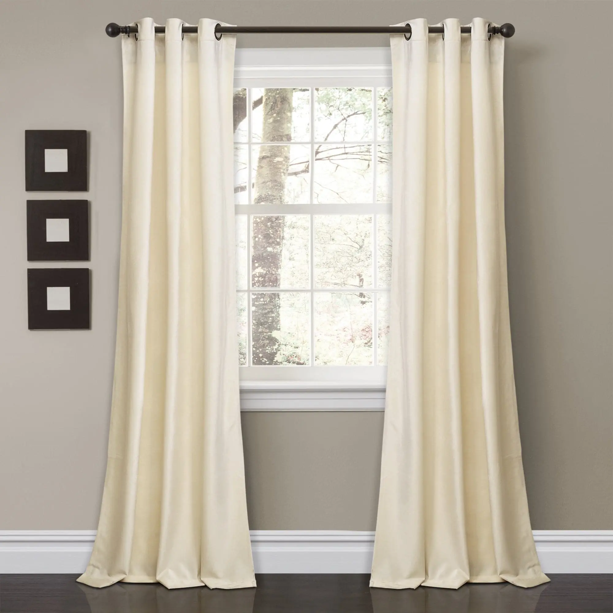 Lush Decor Prima Faux Velvet Grommet Curtains (Set of 2 Panels) - Light Filtering Interior Decor, 38"W x 63"L-108"L 100% Polyester Machine Washable Room Accessories for Living Room