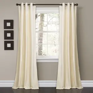 Lush Decor Prima Velvet Solid Grommet Light Filtering Window Curtain Panel Set 2 Panels 38"W x 63"L-108"L Faux Velvet 100% Polyester Machine Washable Interior Decoration Accessories