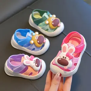 Breathable & Non-Slip Sandals - Youngsters' Cute Cartoon Animal Open-Toe with Hook-and-loop Fastener Strap for Spring/Summer Outdoor Activities