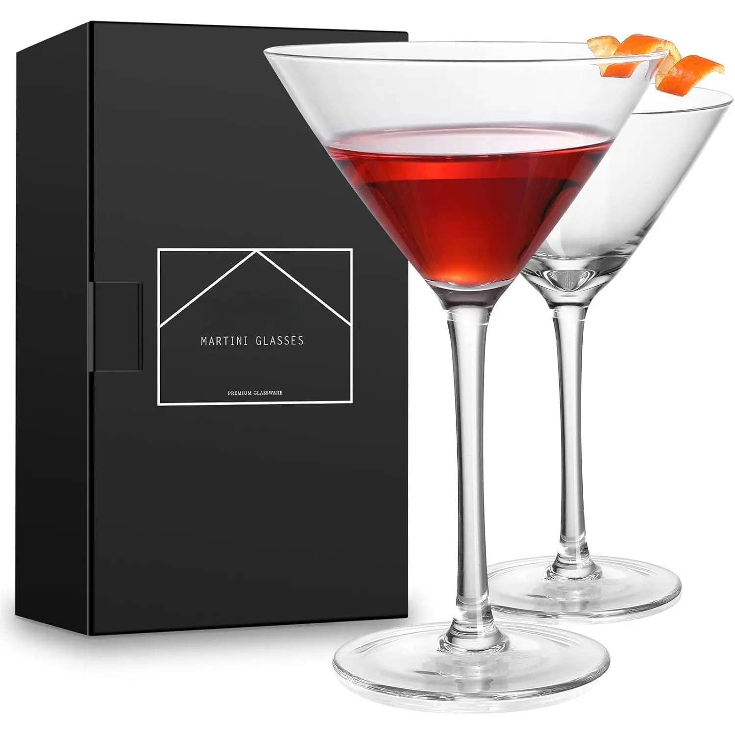 Martini Glasses Set of 2,Hand-blown 9.2OZ   Glasses for Espresso Martini,Cosmopolitan,Manhattan,Gimlet,Home Bar, Party,Stemless Martini Glassware  Set