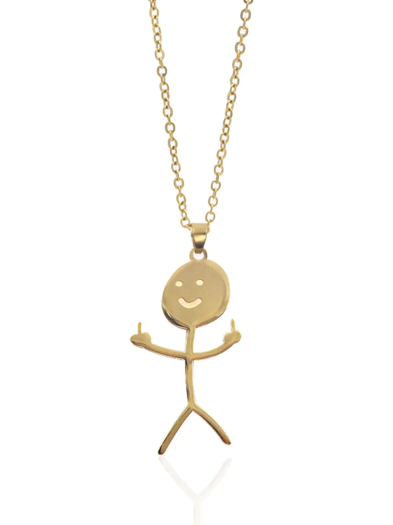 Funny Doodle Man Design Pendant Necklace, Minimalist Chain Necklace, Unisex Fashion Jewelry for Party, Daily Clothing Decor, Trendy All-match & Exquisite Jewelry for Birthday Gift, Minimalist Necklaces, Dainty Necklaces, Casual Style Necklaces