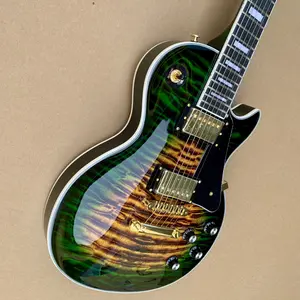 New Gibson Les Paul Custom Electric Guitar Mahogany Body With Tone-O-Matic Bridge In Green Burst