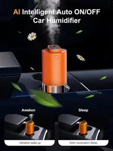 Portable Mini Humidifier with Auto-Purification, Cool Mist Humidifierfors for Bedroom Plants Office Travel, Auto On/Off for Car, Built-in Battery, 2 Mist Modes, Color-Changing Light