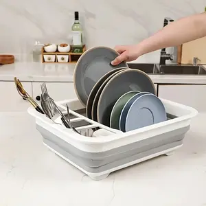 Collapsible Plastic Dish Rack – Perfect for Travel Trailers, RVs & Outdoor Camping, Space-Saving Design!