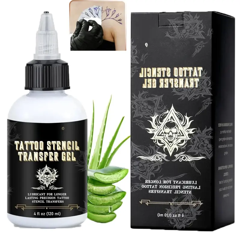 Tattoo Transfer Gel, Safe Non-Toxic Tattoo Stencil Gel, Precise Clear Long Lasting Tattoo Transfer Solution, Vegan Friendly Non-Irritating Stencil Transfer Cream for Temporary Tattoos Body Painting, All Skin Areas