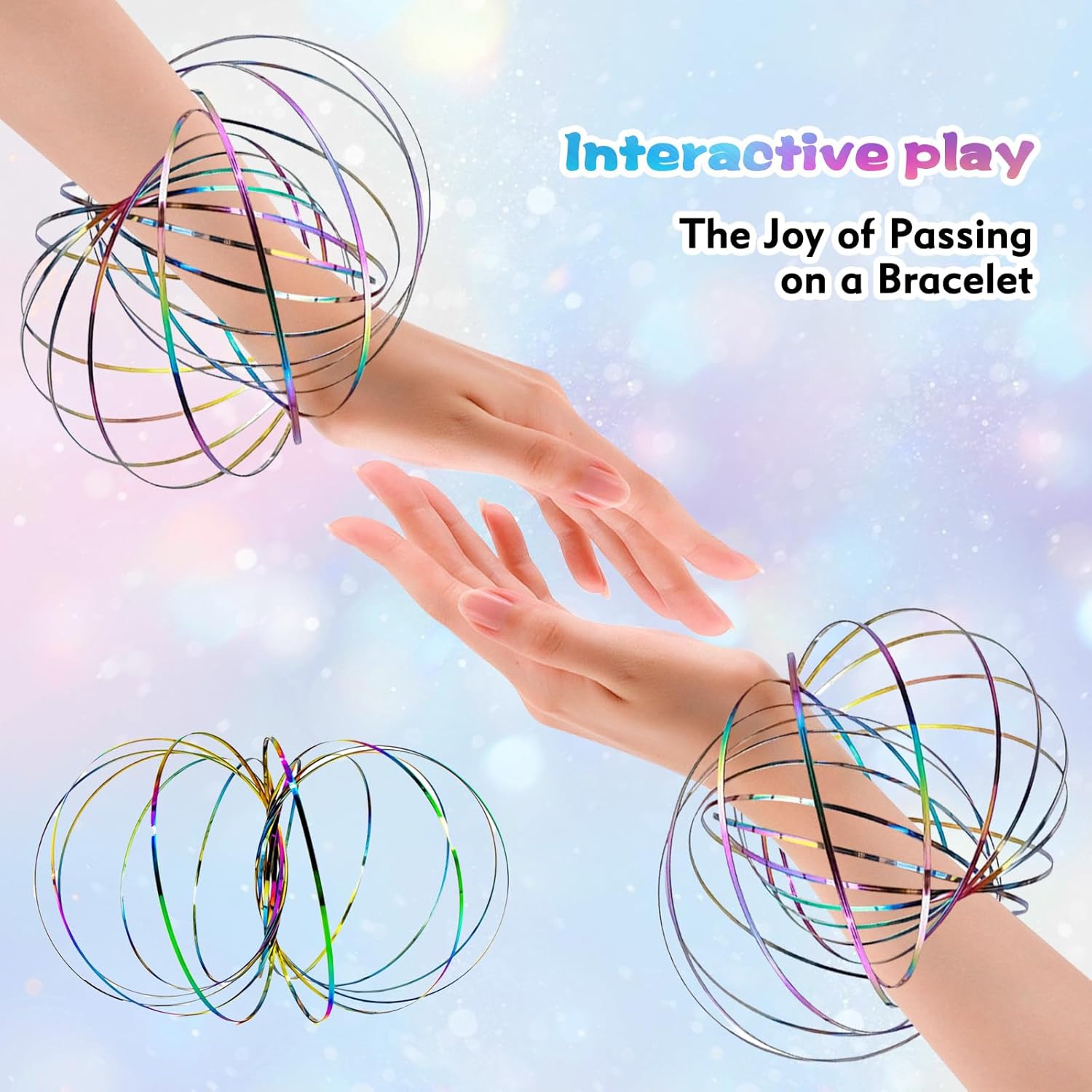 Flow Ring Spinner Arm Toy, 5.1" Colorful Changing Fidget Flow Toy Infinity Loop Hand Rings Stress Relief & Fun Flow Toys for Kids and Adults