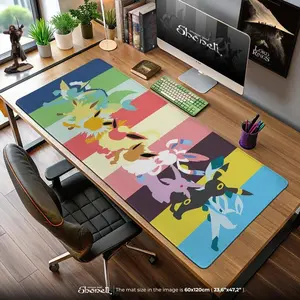 Eevee Evolutions Mouse Pad – Minimalist Eeveelution Design with Vaporeon, Umbreon, Sylveon, Gaming Desk Mat for Fans