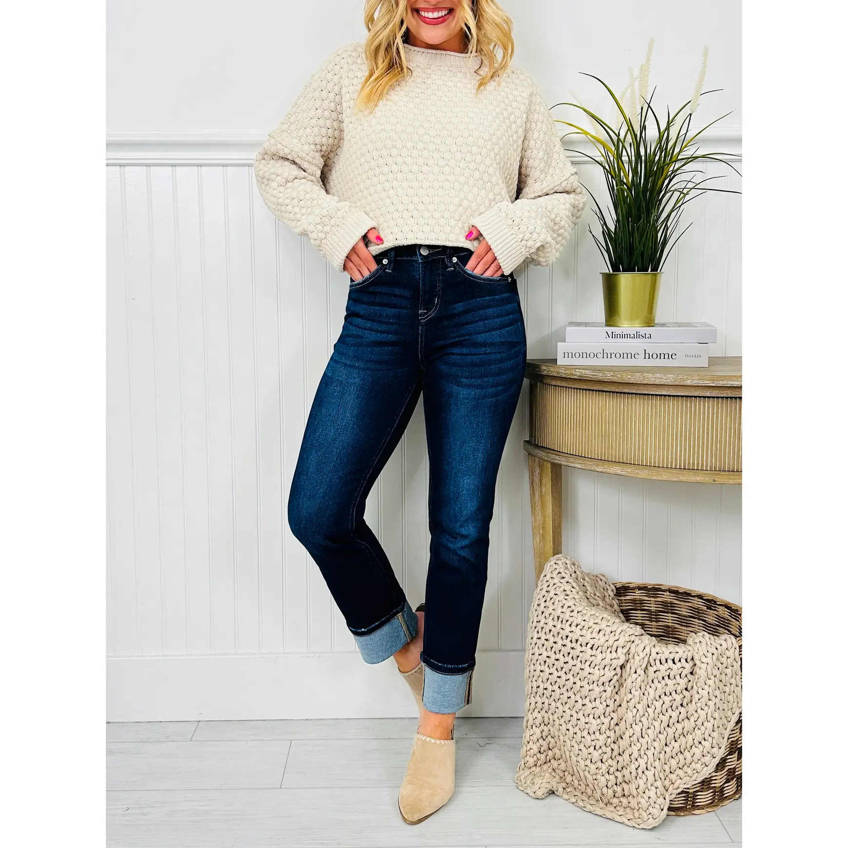 Straight Into Fall Tummy Control Straight Ankle Jeans